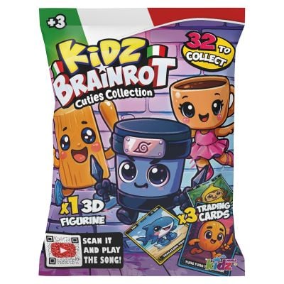 Фигурка изненада и 3 колекционерски карти, Kidz Brainrot, Cuties Collection