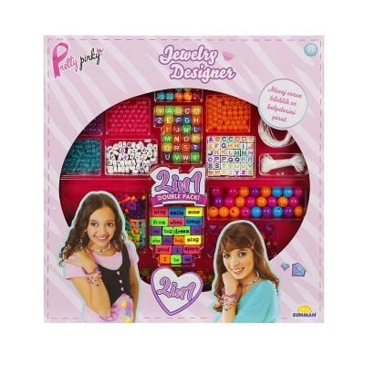 Комплект за изработка на бижута от мъниста с букви 2 в 1, Pretty Pinky