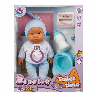 Кукла бебе Bebelou, Dollzn More, Toilet Time, 35 см, син