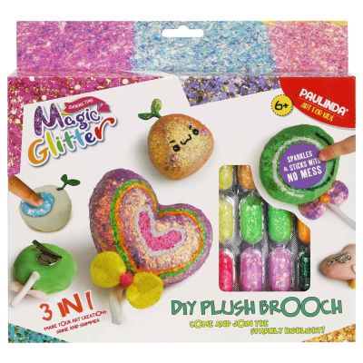 Творчески комплект с брокат Paulinda, Magic Glitter 3In1, Plush Brooch Design