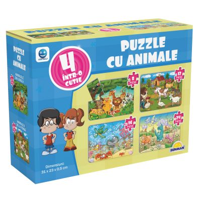 Пъзел 4 в 1, Smile Games, Животни (8, 12, 16, 24 части)