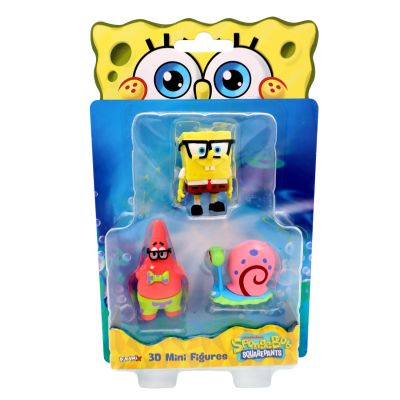 Комплект 3 мини фигурки 3D, SpongeBob SquarePants, 3D