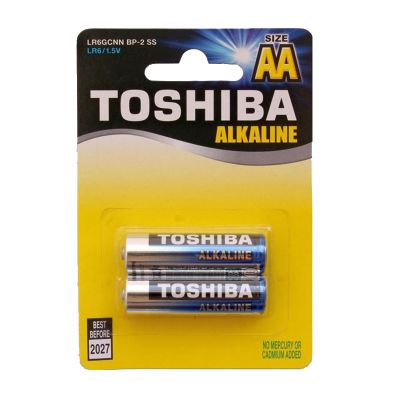 Комплект от 2 алкални батерии Toshiba, R6, Blu Line, AA