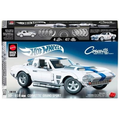 Строителен комплект с метална количка, Hot Wheels, Corvette Grand Sport, 918 части, JGR31