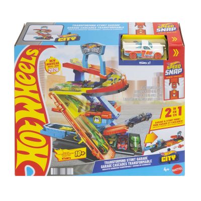 Комплект за игра 2в1 с количка, Hot Wheels, Transforming Stunt Garage, JHL94