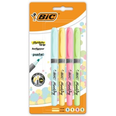 Комплект 4 маркера за подчертаване, Bic, пастелни цветове