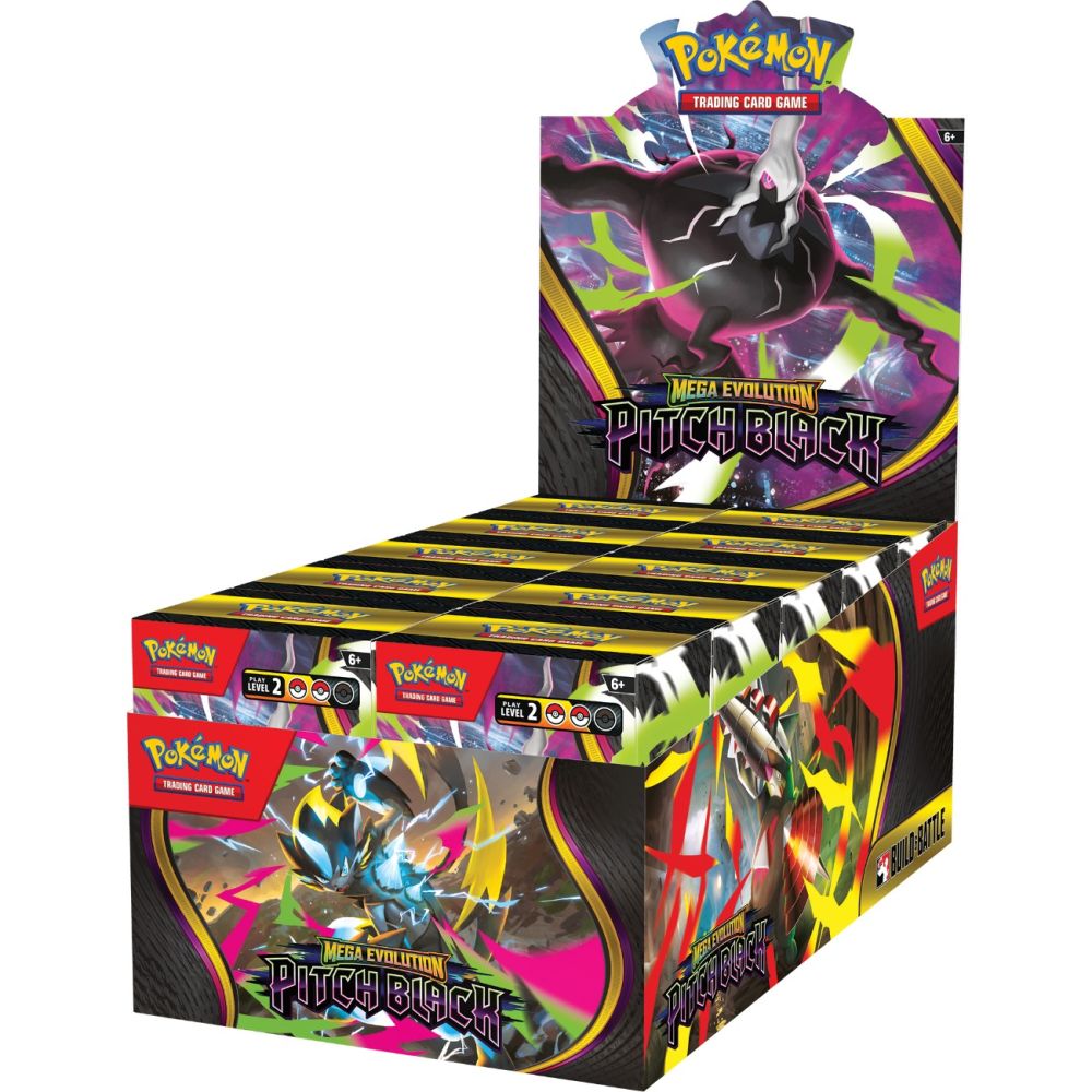 Комплект карти за игра, Pokemon TCG, Mega Evolution, Pitch Black, Build and Battle Box
