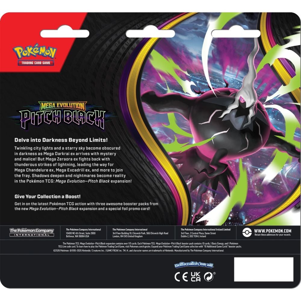 Комплект от 3 тестета карти, Pokemon TCG, Mega Evolution, Pitch Black, Blister, Binacle