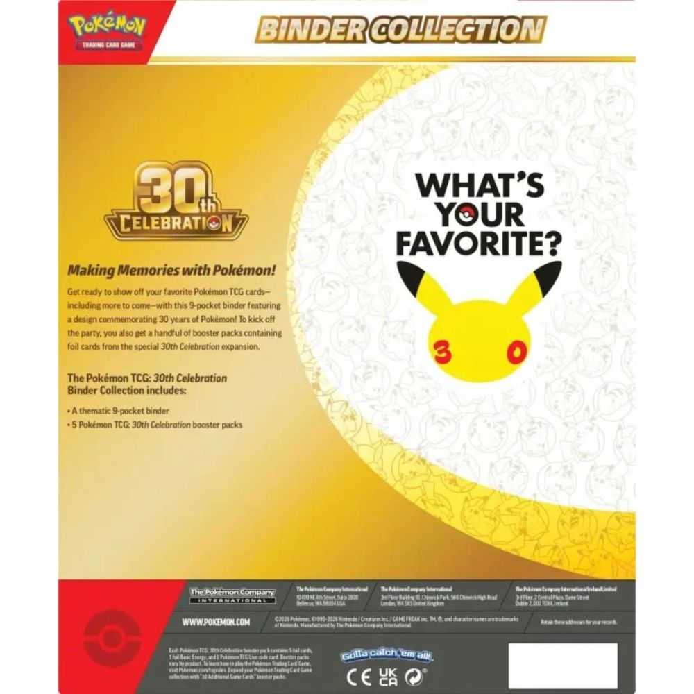 Комплект карти за игра, Pokemon TCG, Celebration 30Th, Binder Collection