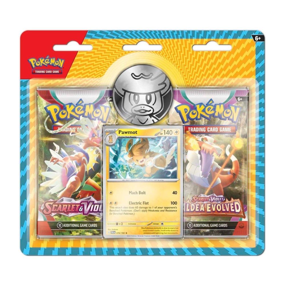 Комплект 2 пакета карти за игра Booster, Pokemon TCG, Pawmot, Packs and Coins