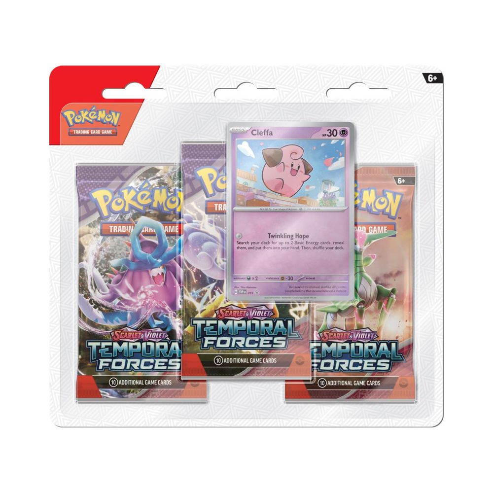 Комплект 3 пакета карти за игра, Pokemon TCG, Temporal Forces, Cleffa
