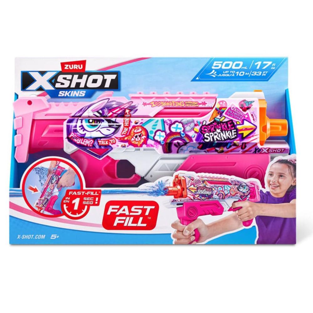 Воден пистолет с бързо зареждане, X-Shot Hyperload, Unicorn Splash