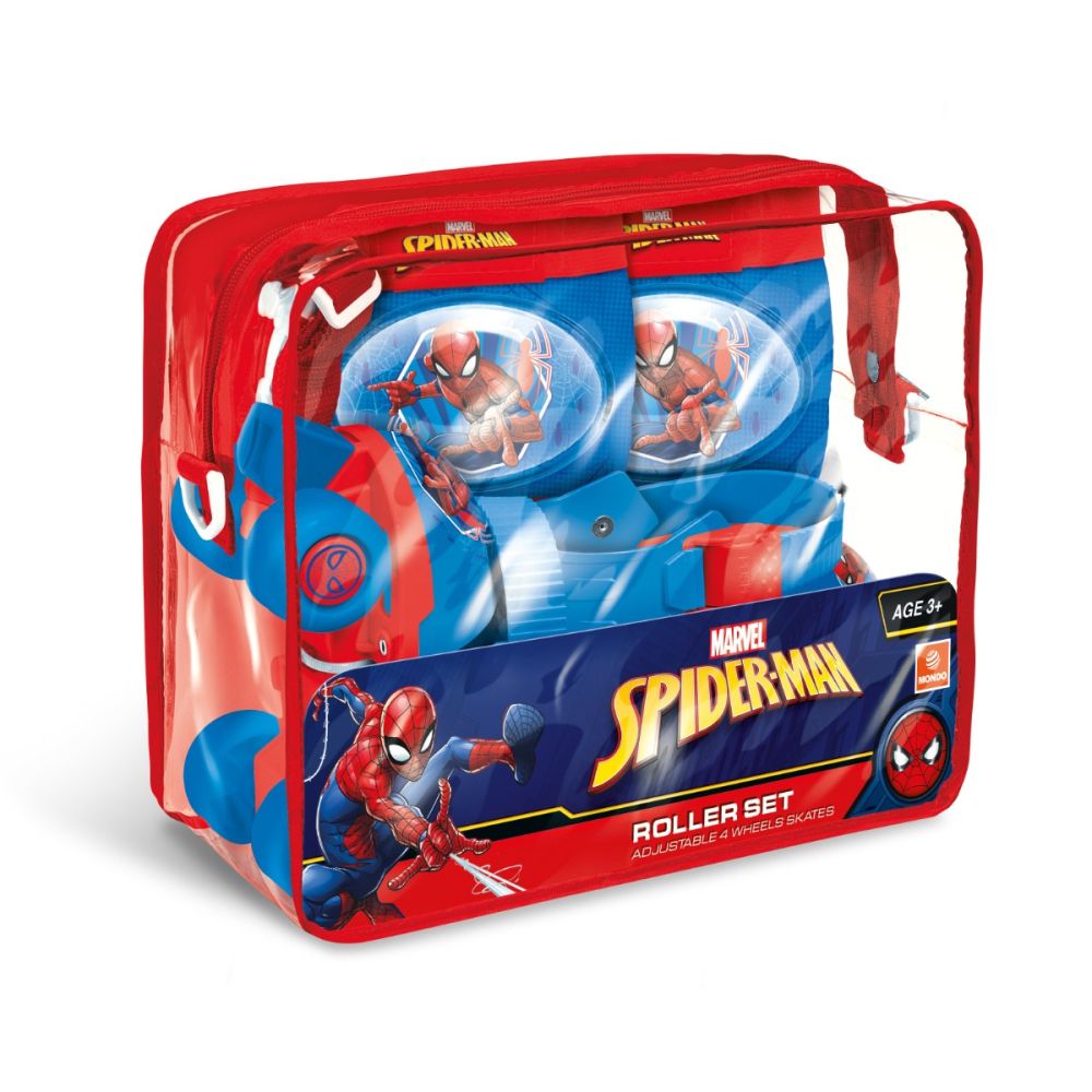 Комплект ролкови кънки и защити, размер 22-29, Spiderman