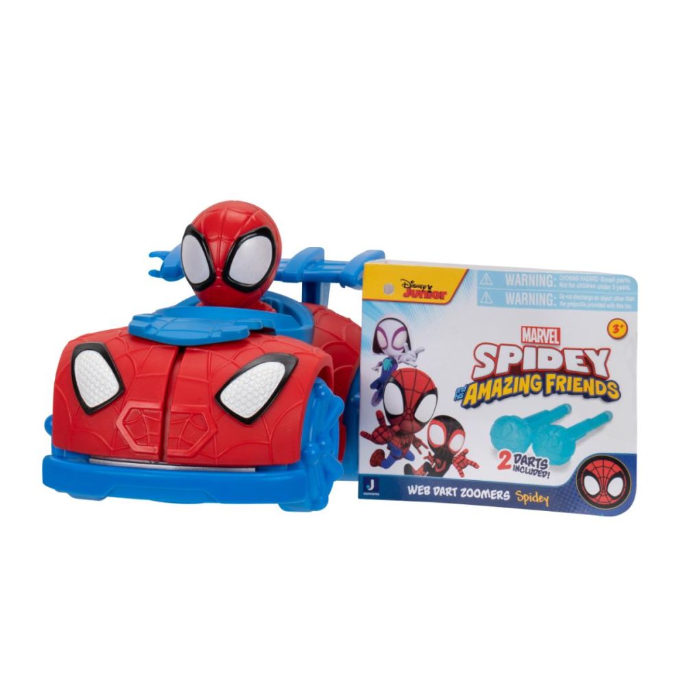 Превозното средство с устройство за изстрелване на стрелички и фигурка, Spidey and His Amazing Friends, Spidey, Синьо-Червено