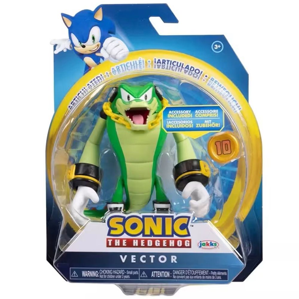 Подвижна фигурка с аксесоар, Sonic the Hedgehog, Vector, 10 см
