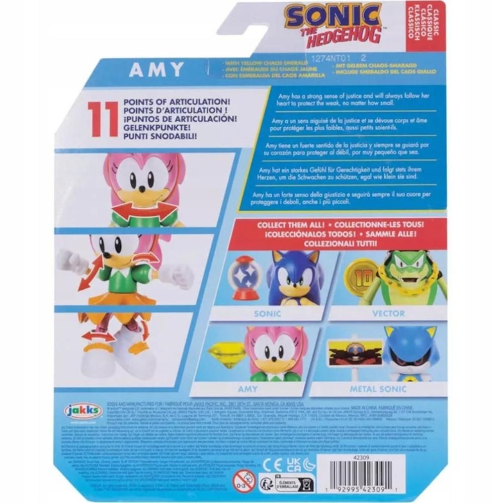 Подвижна фигурка с аксесоар, Sonic the Hedgehog, Amy, 10 см
