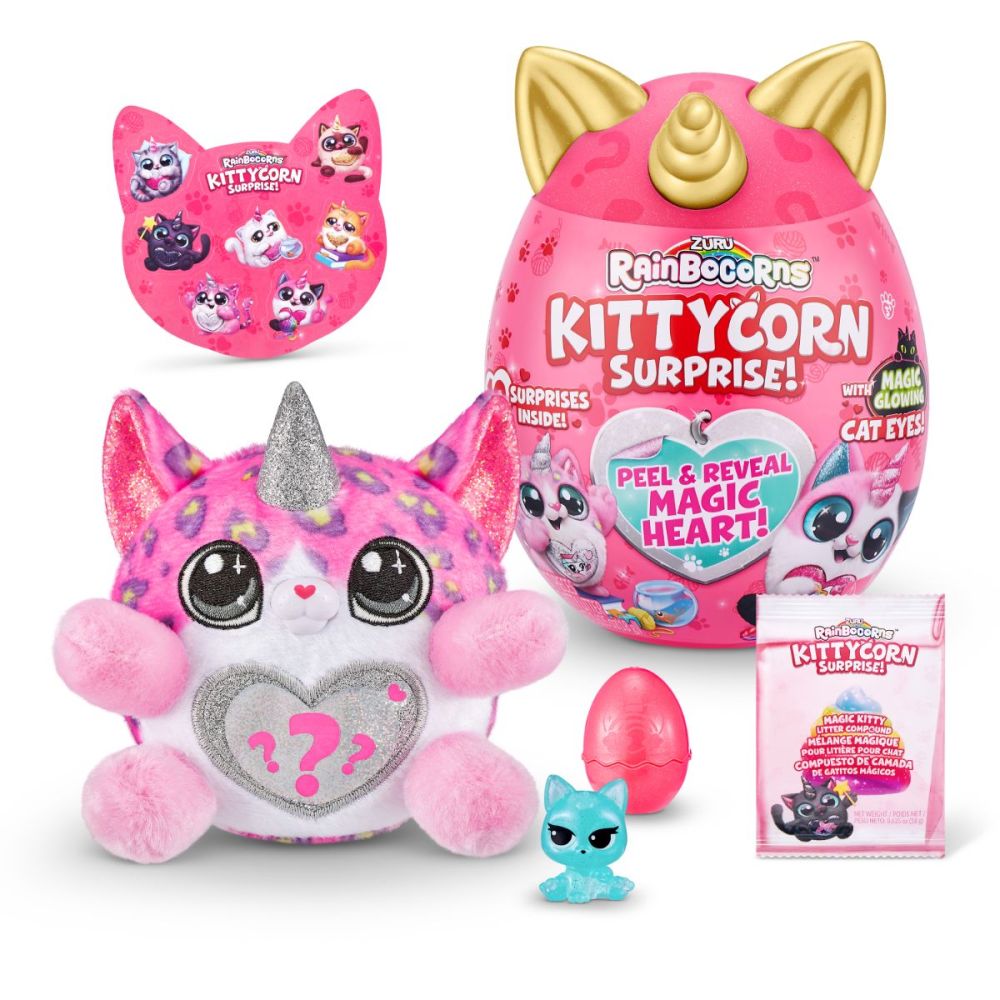 Плюшена играчка, Rainbocorns, Коте Bubbles, Бялo