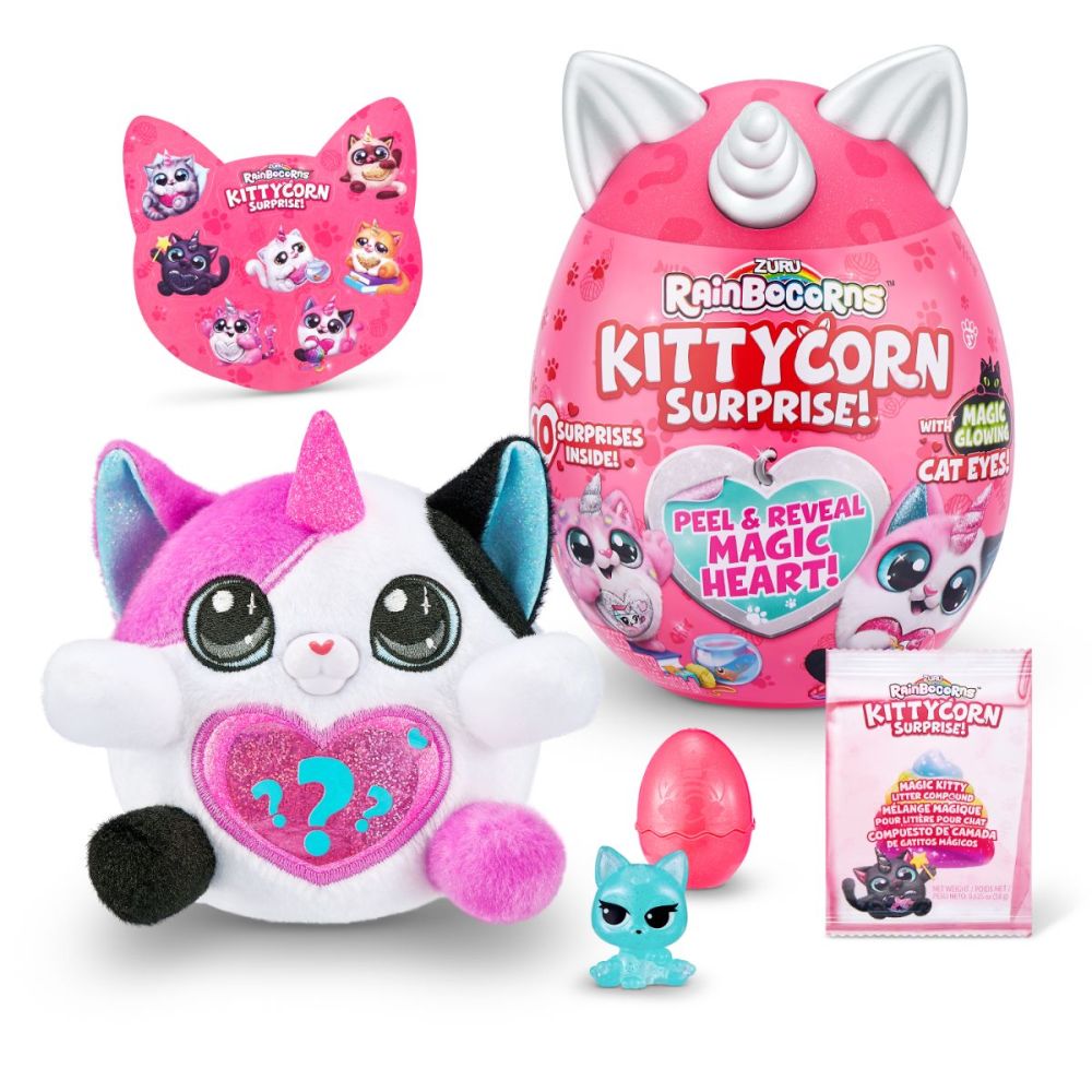 Плюшена играчка, Rainbocorns, Коте Bubbles, Бялo