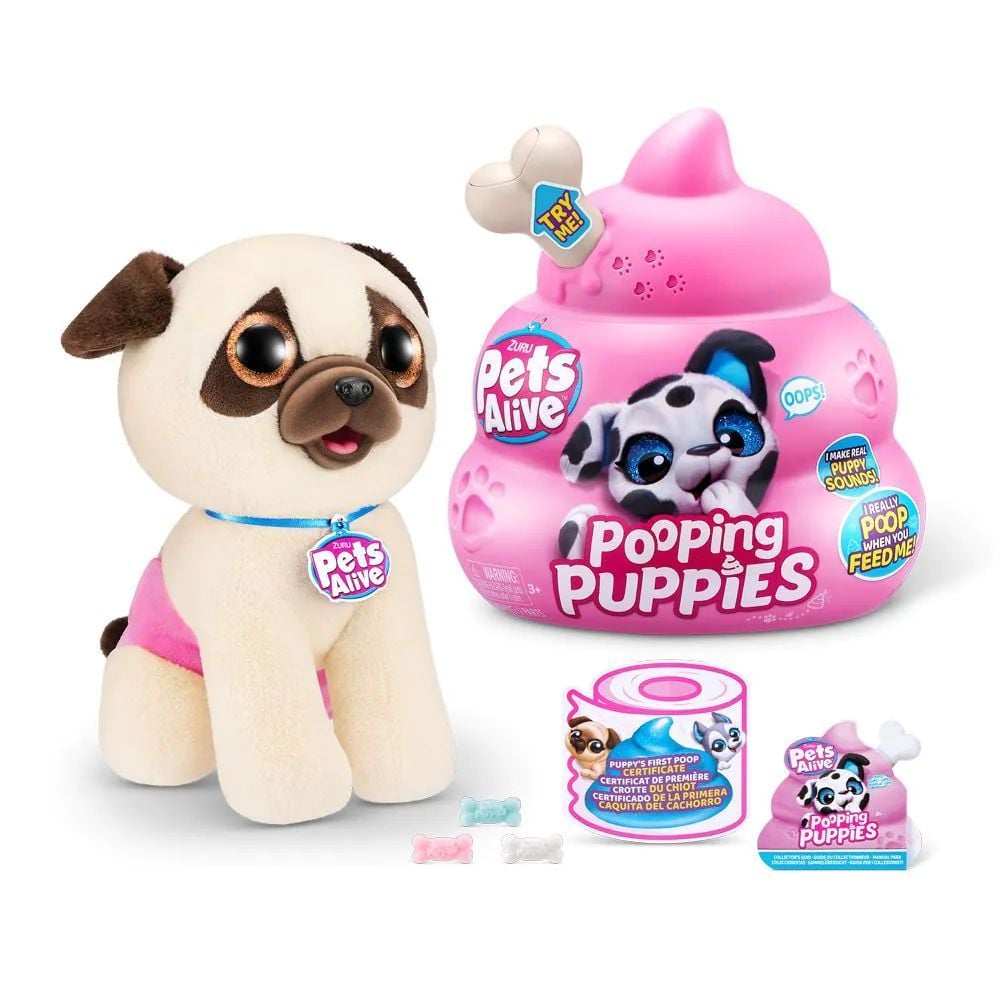 Интерактивна плюшена играчка, Pets Alive, Интерактивно кученце, Pooping Puppies