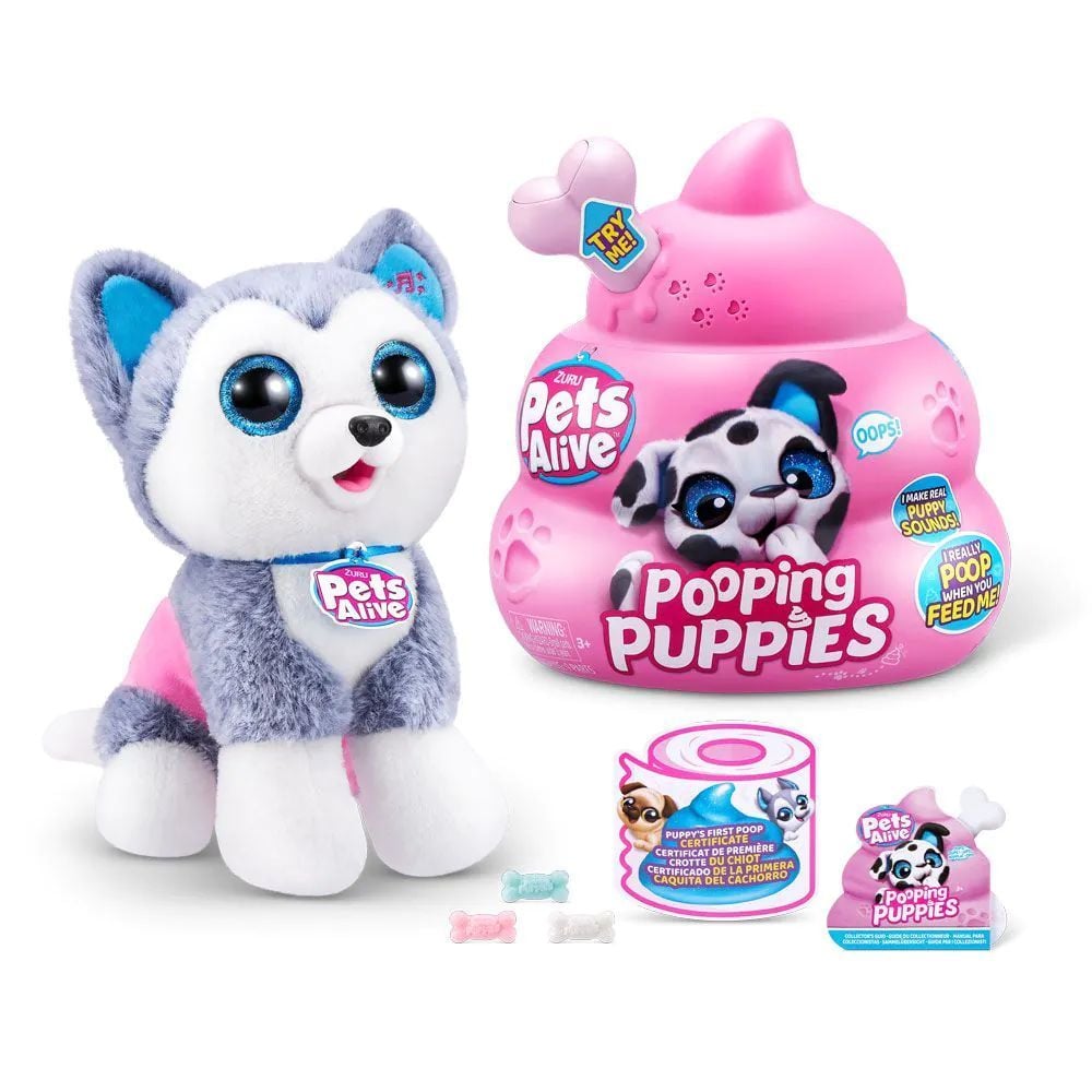 Интерактивна плюшена играчка, Pets Alive, Интерактивно кученце, Pooping Puppies