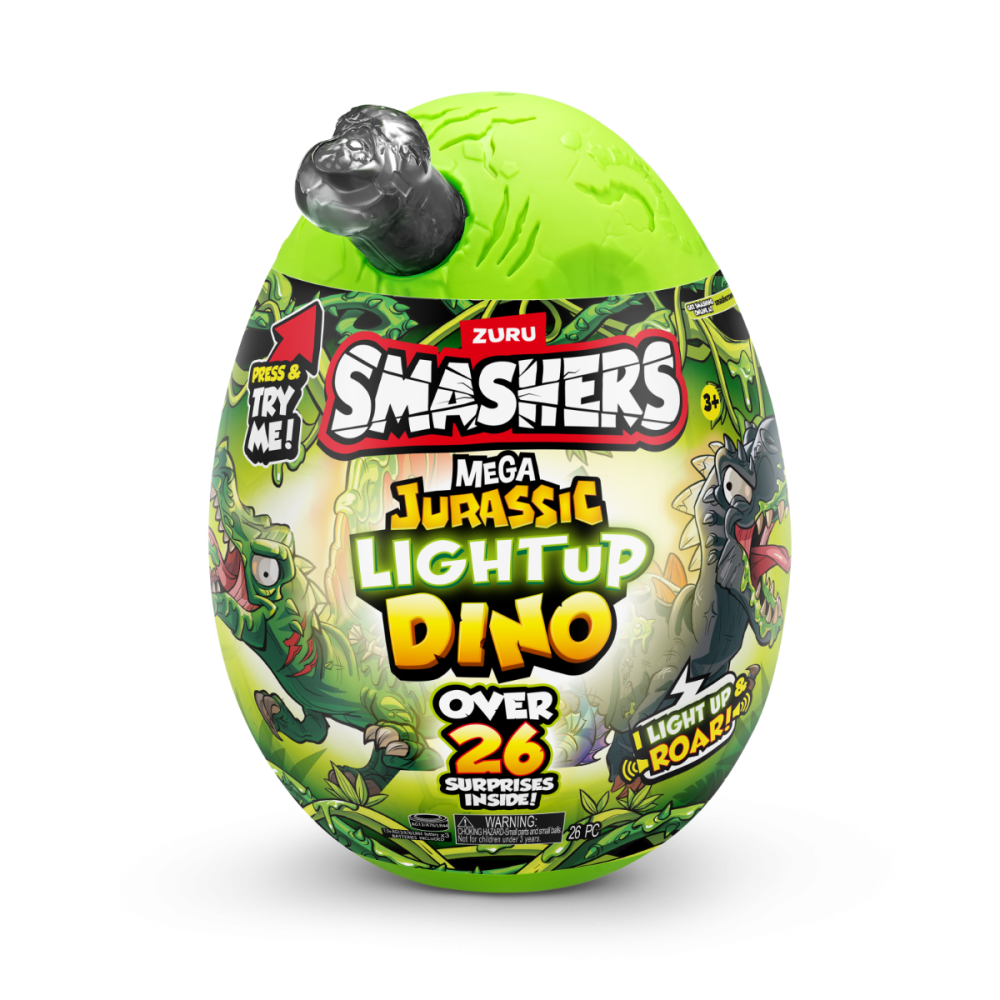 Фигурка динозавър в яйце, Smashers, Mega Dino Jurassic Light-Up, Сива, S1
