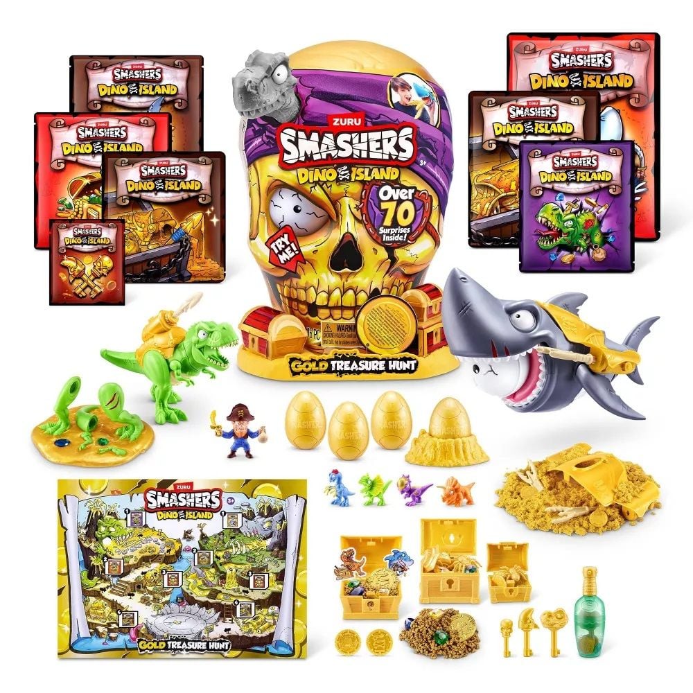 Комплект фигурки и аксесоари изненада, Smashers, Gold Treasure Hunter, Dino Island, Сив