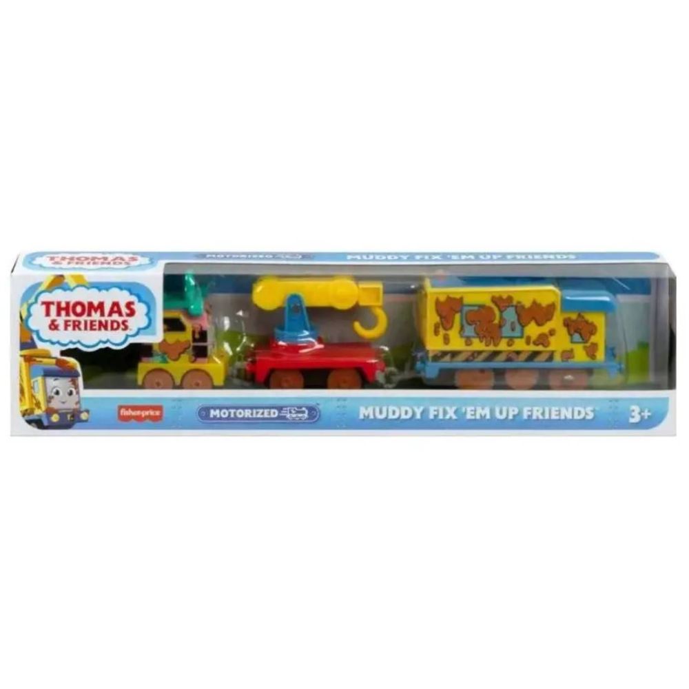 Моторизиран локомотив с 2 вагона, Thomas and Friends, Muddy Fix'Em Up Friends, HHN43