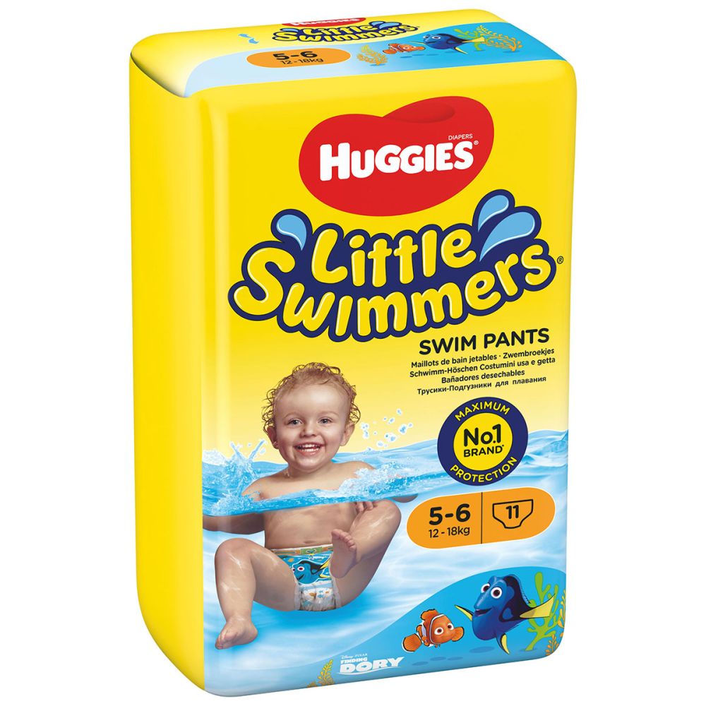 Памперси за плуване Huggies Little Swimmers, Размер 5-6, 12 - 18 кг, 11 бр.