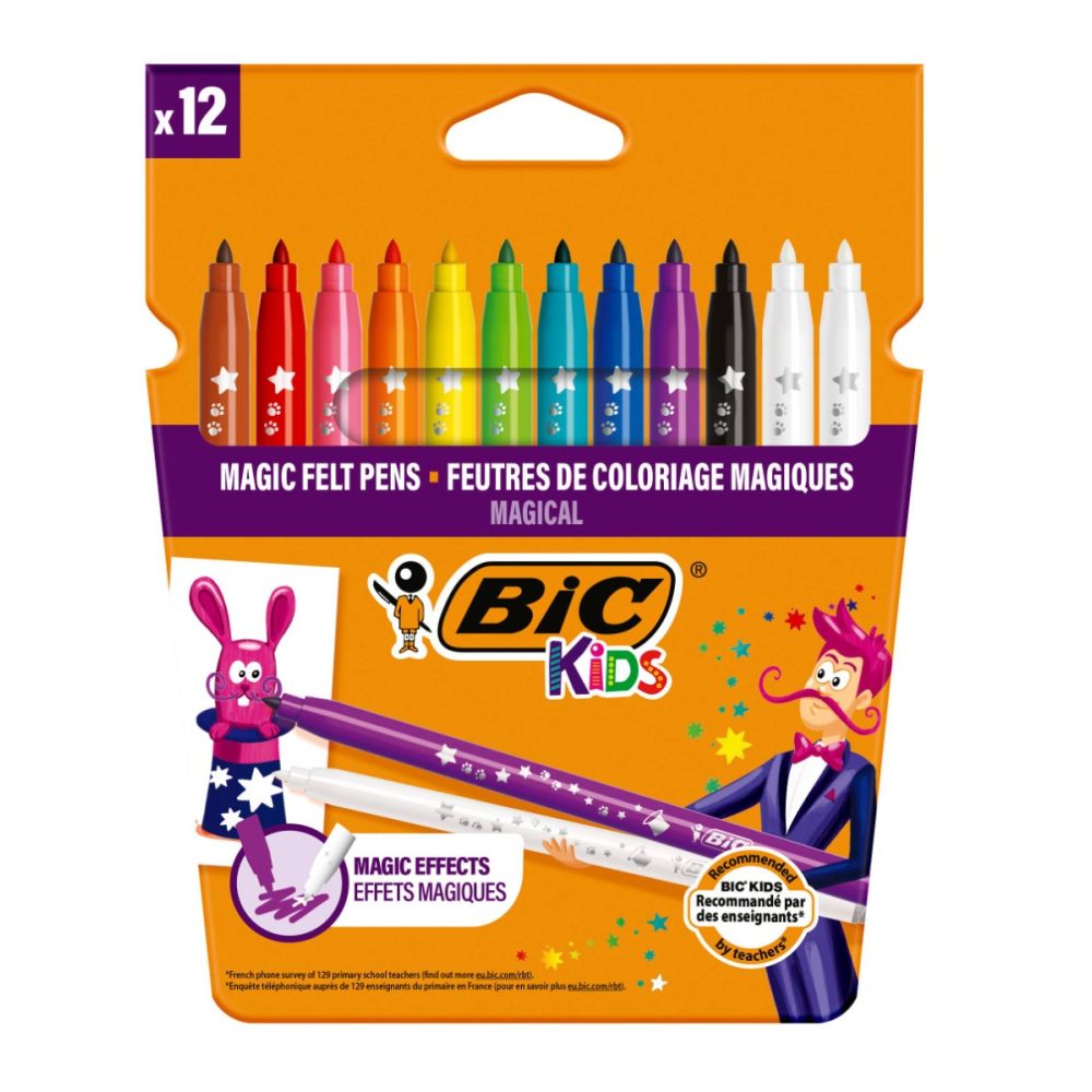 Комплект цветни флумастери и гумичка Colour Erase Bic, P12