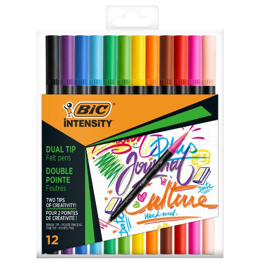 Комплект 12 маркера за оцветяване с двоен връх, Bic, Intensity