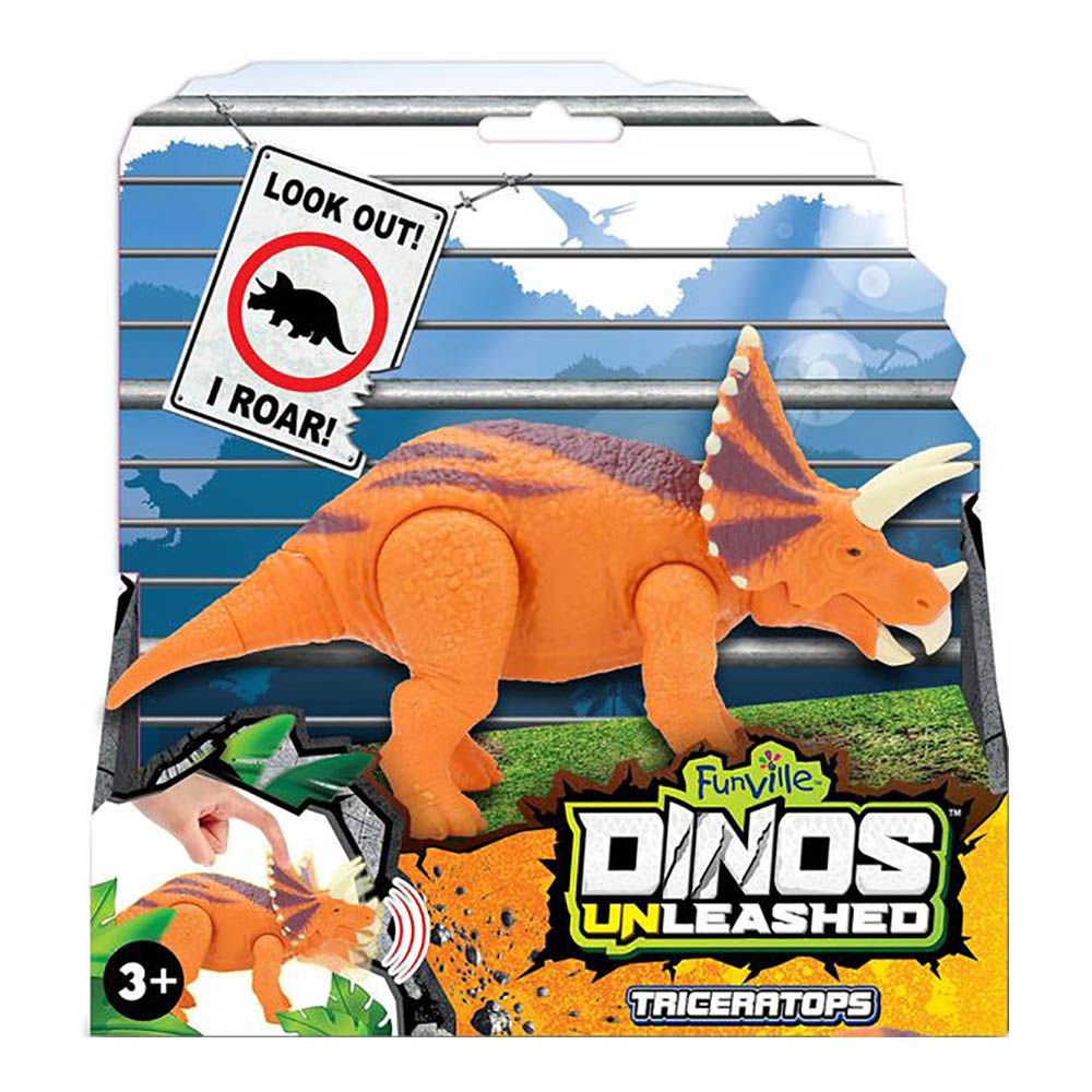 Интерактивна играчка Dinos Unleashed, Динозавър, Tрицератопс