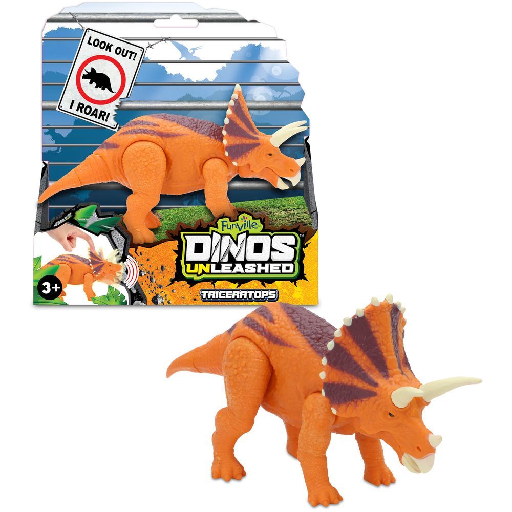 Интерактивна играчка Dinos Unleashed, Динозавър, Tрицератопс
