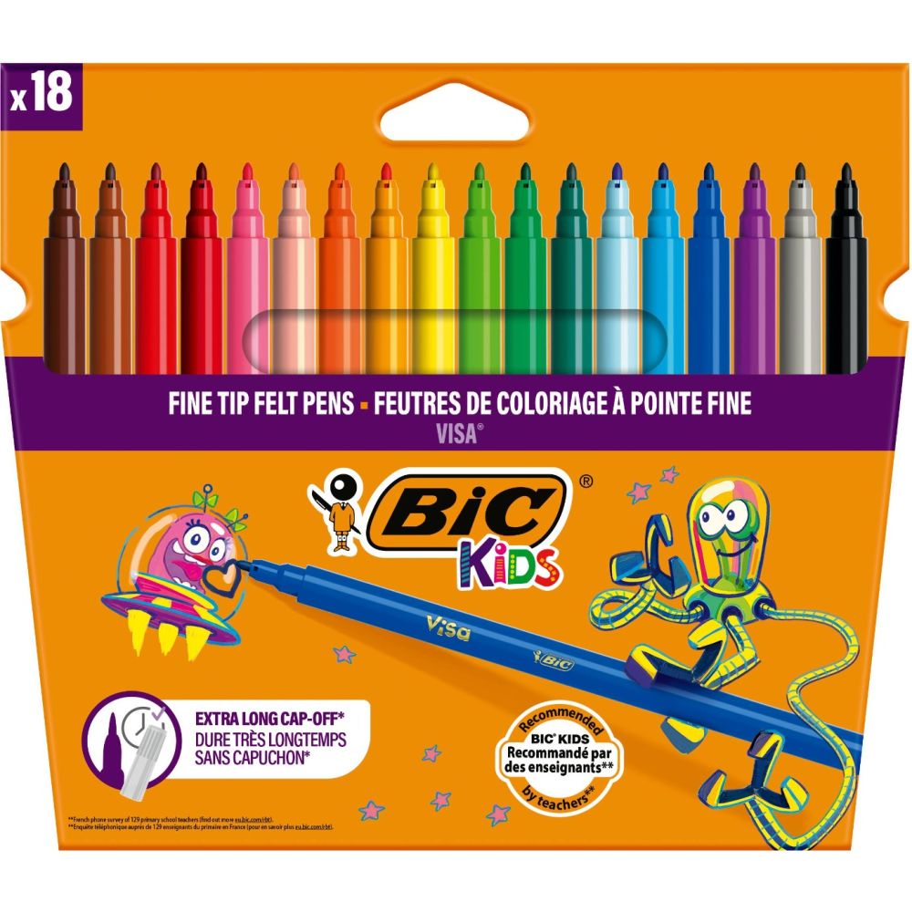 Комплект цветни флумастери Visa Bic, P18