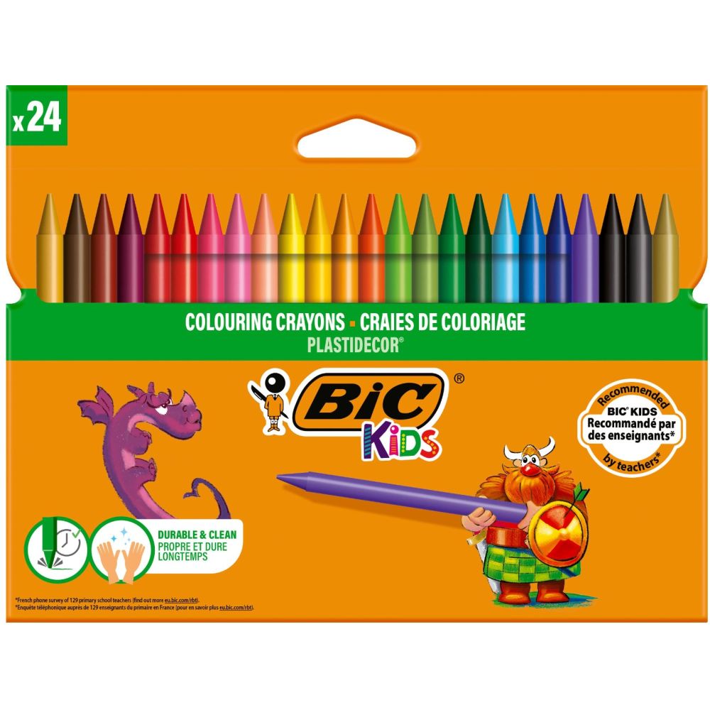 Комплект восъчни моливи Plastidecor Bic, P24