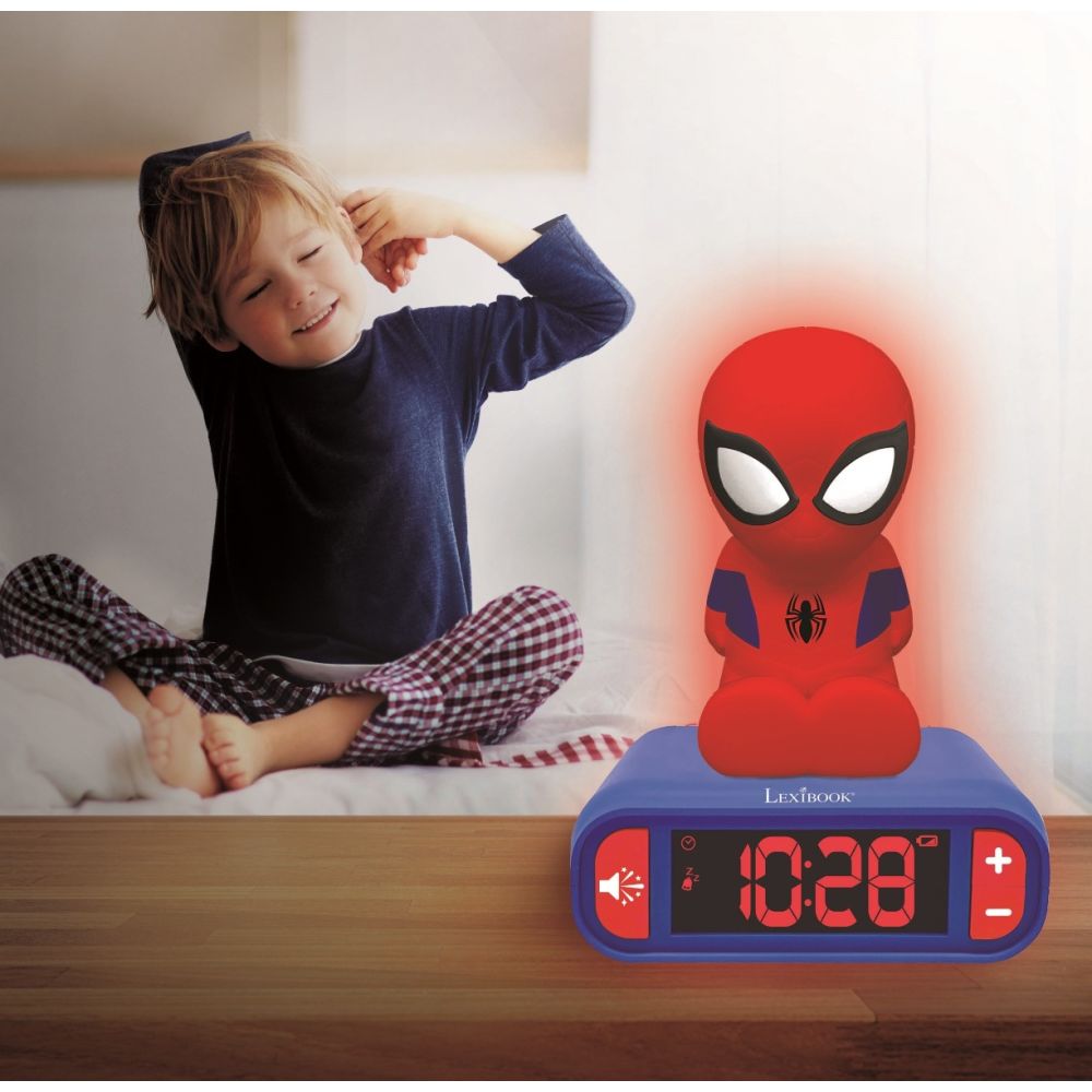 Дигитален будилник с нощна лампа, Lexibook, Spiderman