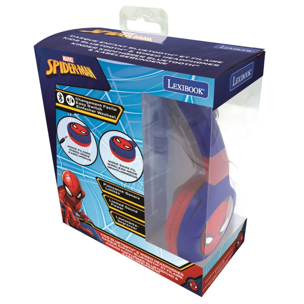 Сгъваеми Слушалки Lexibook, 2 в 1, с кабел и bluetooth, Spiderman
