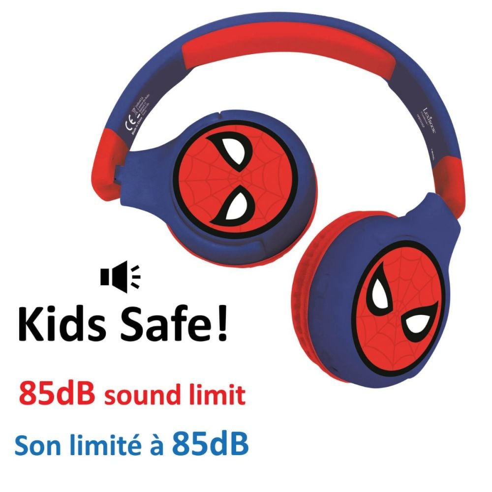 Сгъваеми Слушалки Lexibook, 2 в 1, с кабел и bluetooth, Spiderman