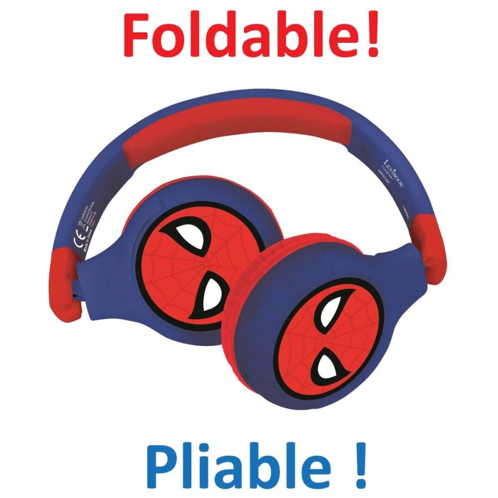 Сгъваеми Слушалки Lexibook, 2 в 1, с кабел и bluetooth, Spiderman