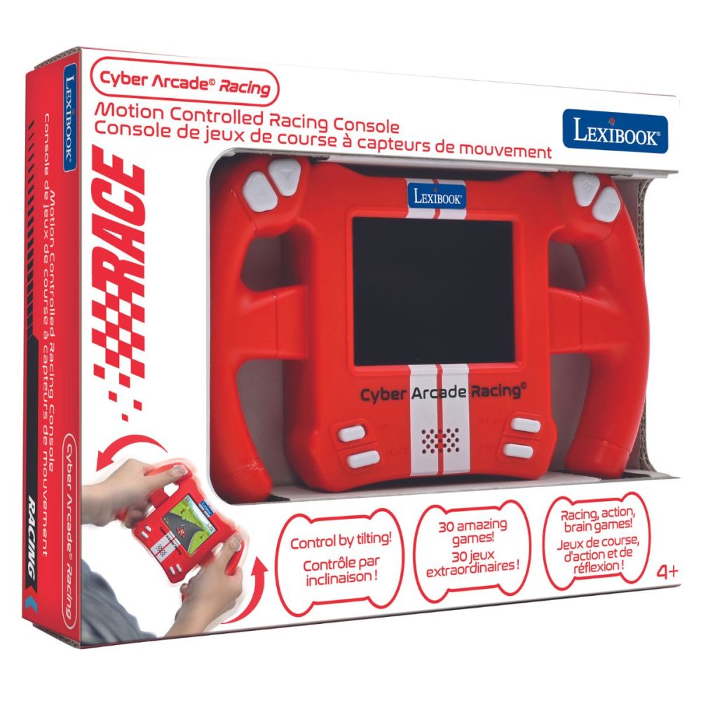 Преносима LCD конзола, Lexibook, Racing Game, със сензор за движение, 2.8 инча, 30 игри