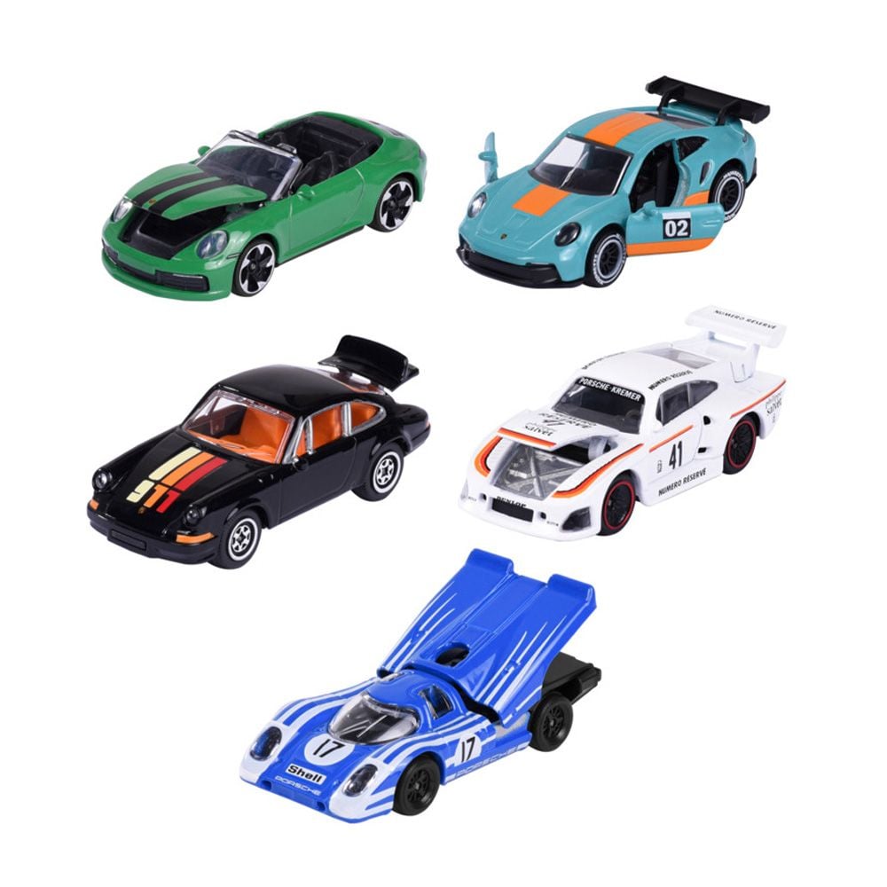 Комплект 5 метални колички, Majorette, Porsche Edition