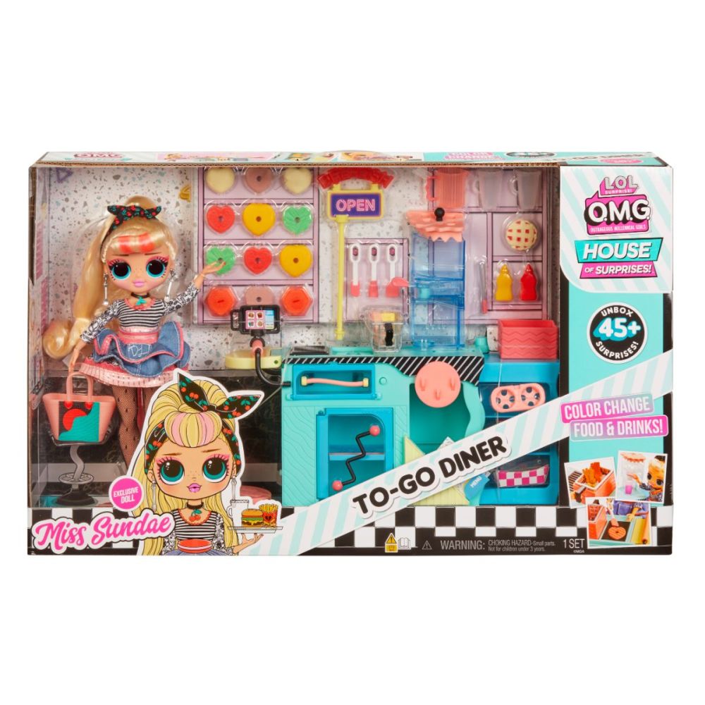 LOL Surprise OMG House of Surprises, To Go Dinner с Кукла Miss Sundae и 45 изненади