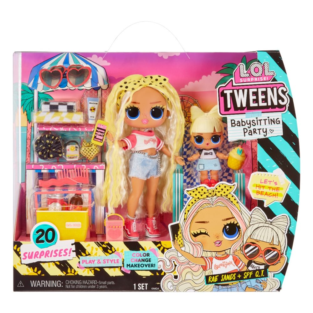 LOL Surprise Tweens Babysitting,  Beach Party с 2 Кукли LOL и 20 изненади, 580492EUC