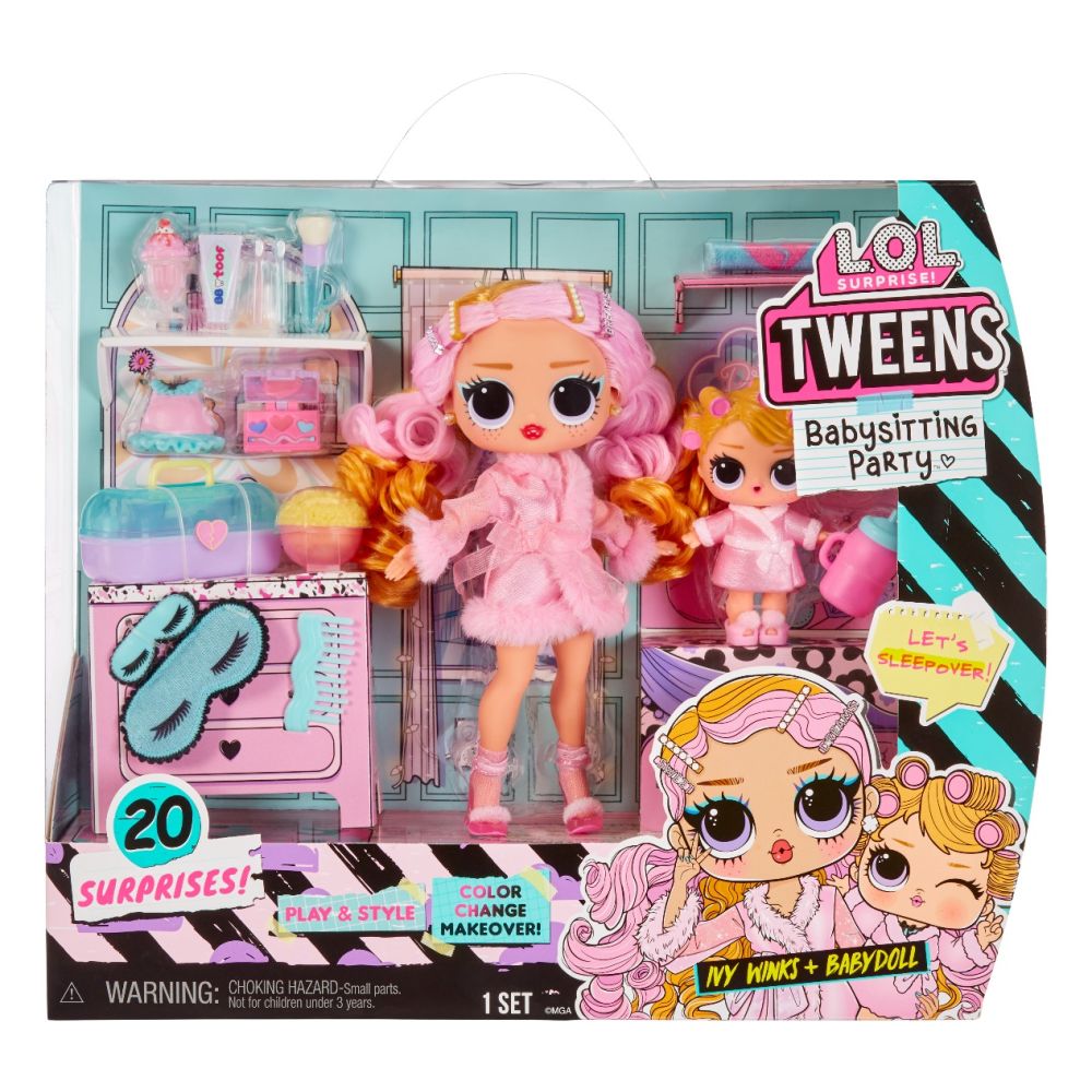 LOL Surprise Tweens Babysitting, Sleepover Party с 2 Кукли LOL и 20 изненади, 580485EUC