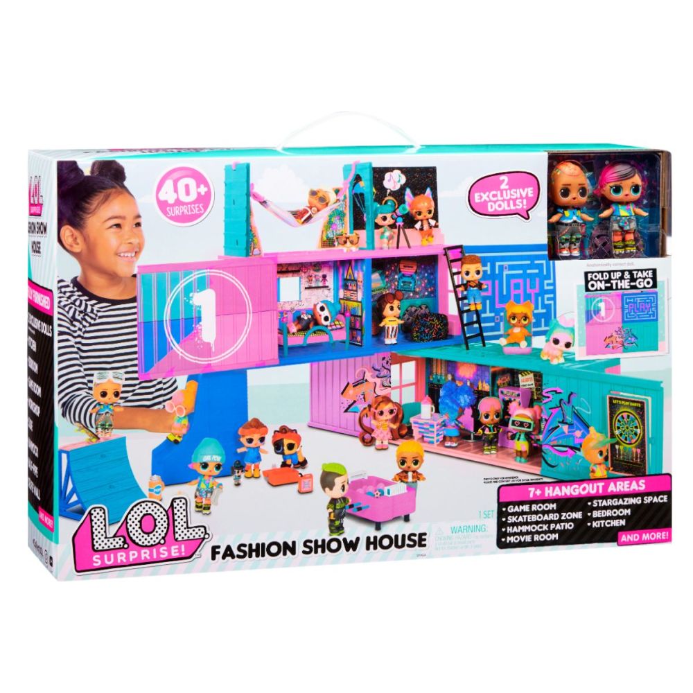 LOL Surprise Fashion Show House, Комплект за игра с 2 Кукли LOL и 40 изненади