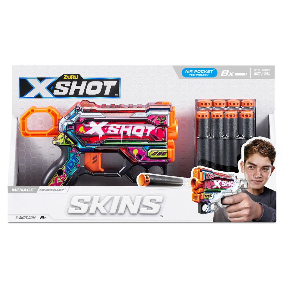Бластер с 8 снаряда, X-Shot, Excel Skins Menace, Mercenary, 36515P
