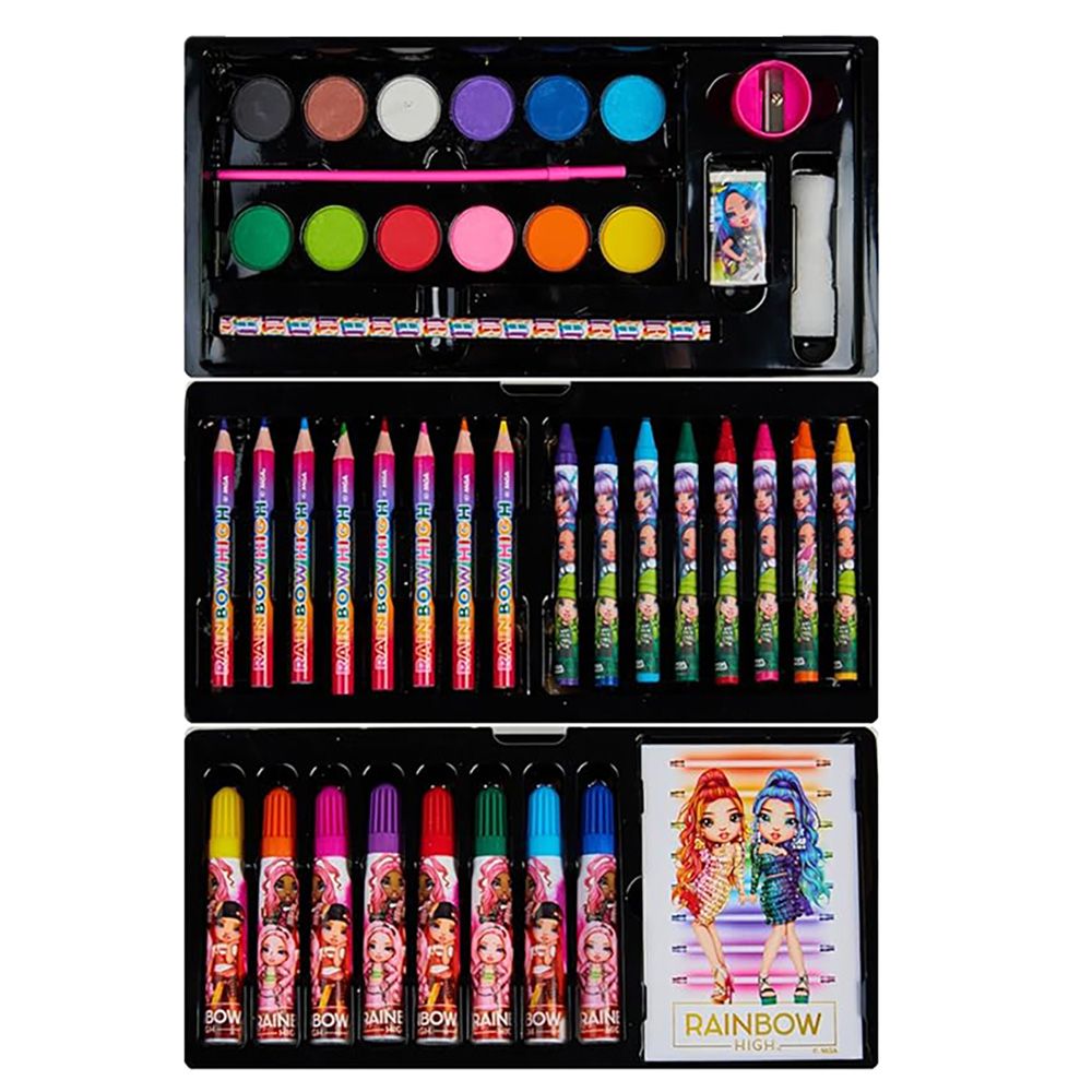 Комплект за оцветяване в кутия с чекмеджета, Rainbow High, 31 части