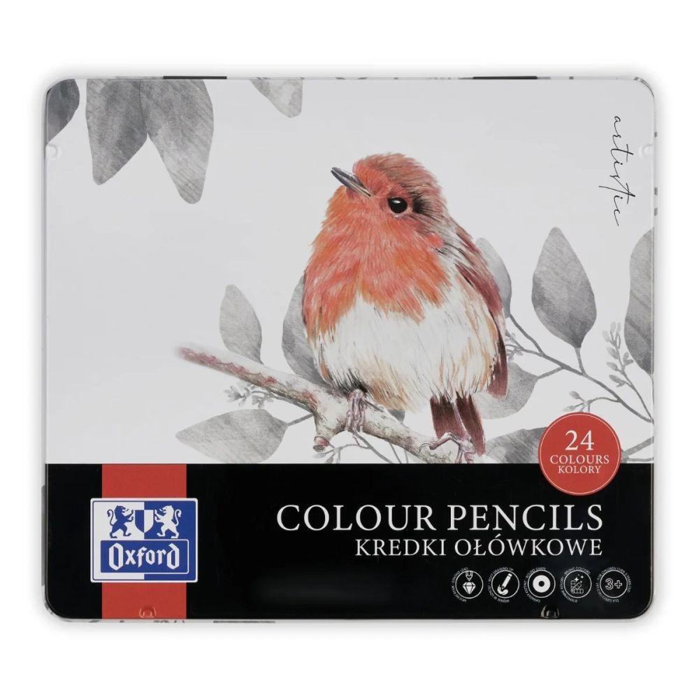 Комплект 24 цветни молива в метална кутия, Herlitz, Oxford Artistic
