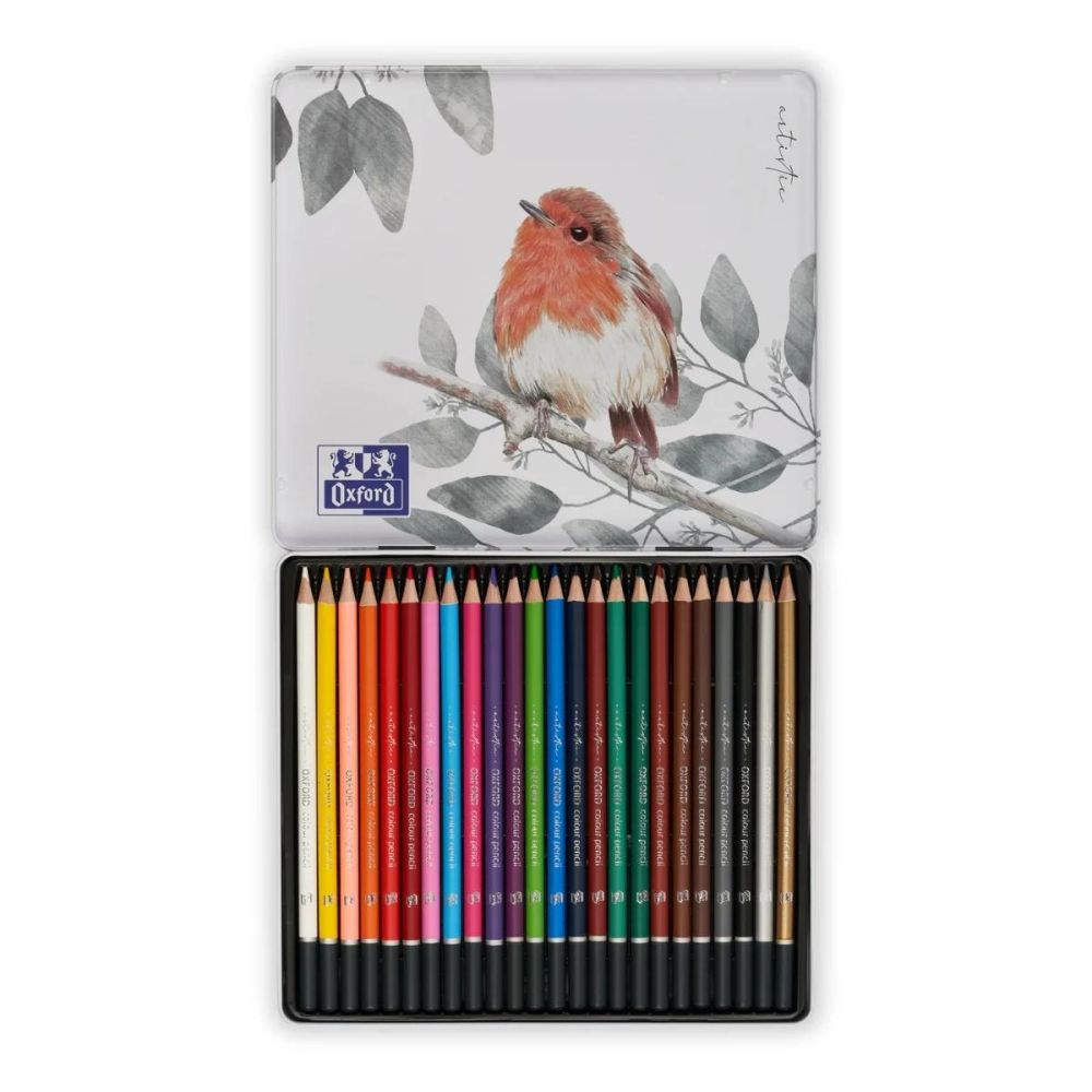 Комплект 24 цветни молива в метална кутия, Herlitz, Oxford Artistic