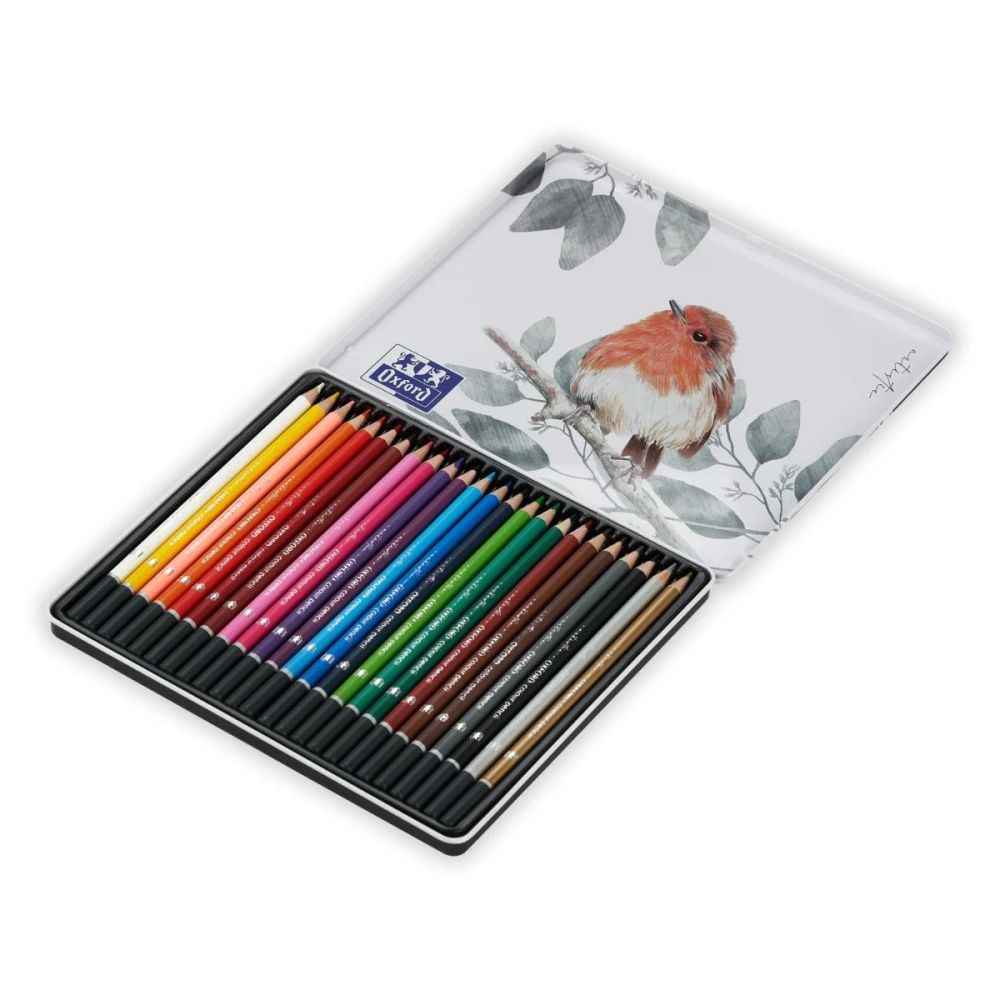Комплект 24 цветни молива в метална кутия, Herlitz, Oxford Artistic