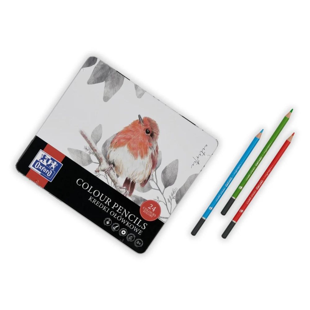 Комплект 24 цветни молива в метална кутия, Herlitz, Oxford Artistic